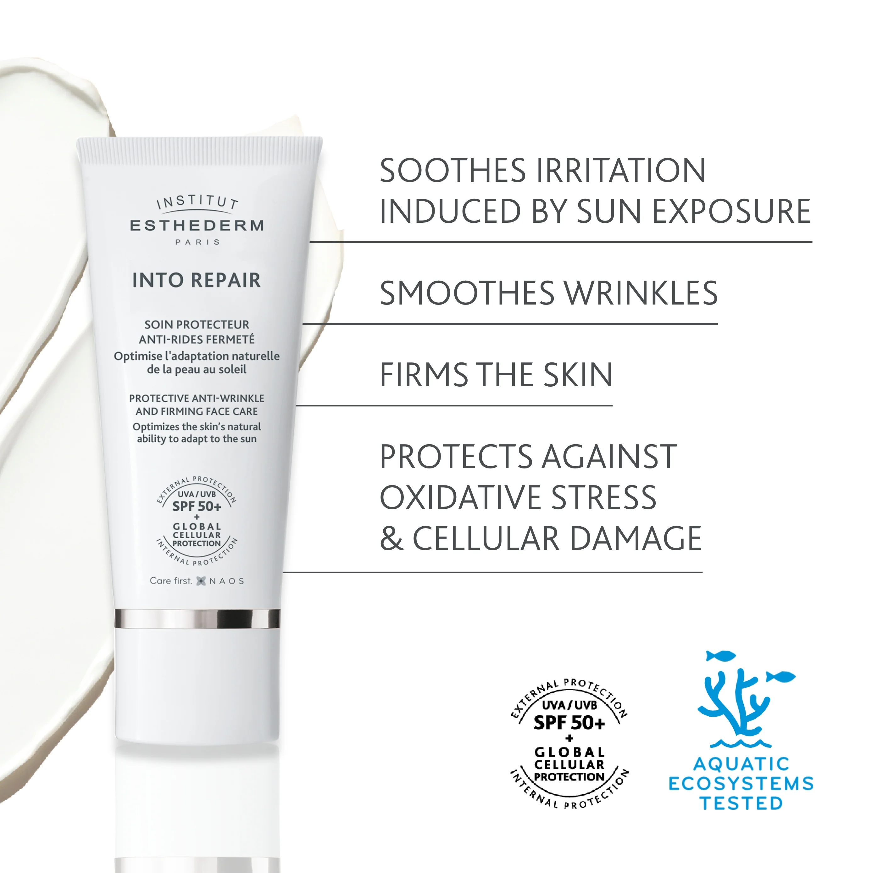 Institut Esthederm Into Repair Protective Anti-Wrinkle and Firming Face Care SPF50+ - Image 4