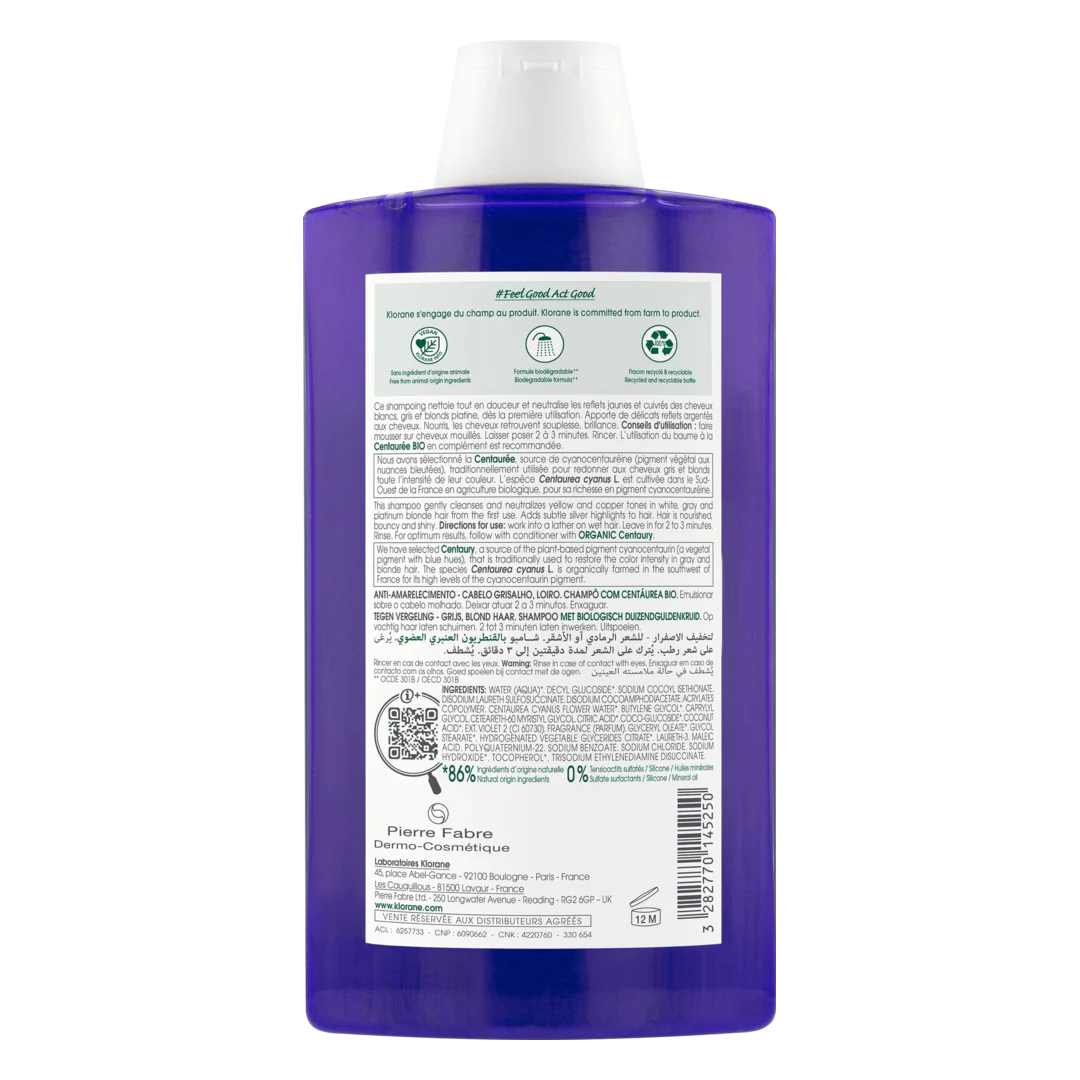 Klorane Centaury Anti-Yellowing Shampoo for Grey, Blonde Hair - Image 6