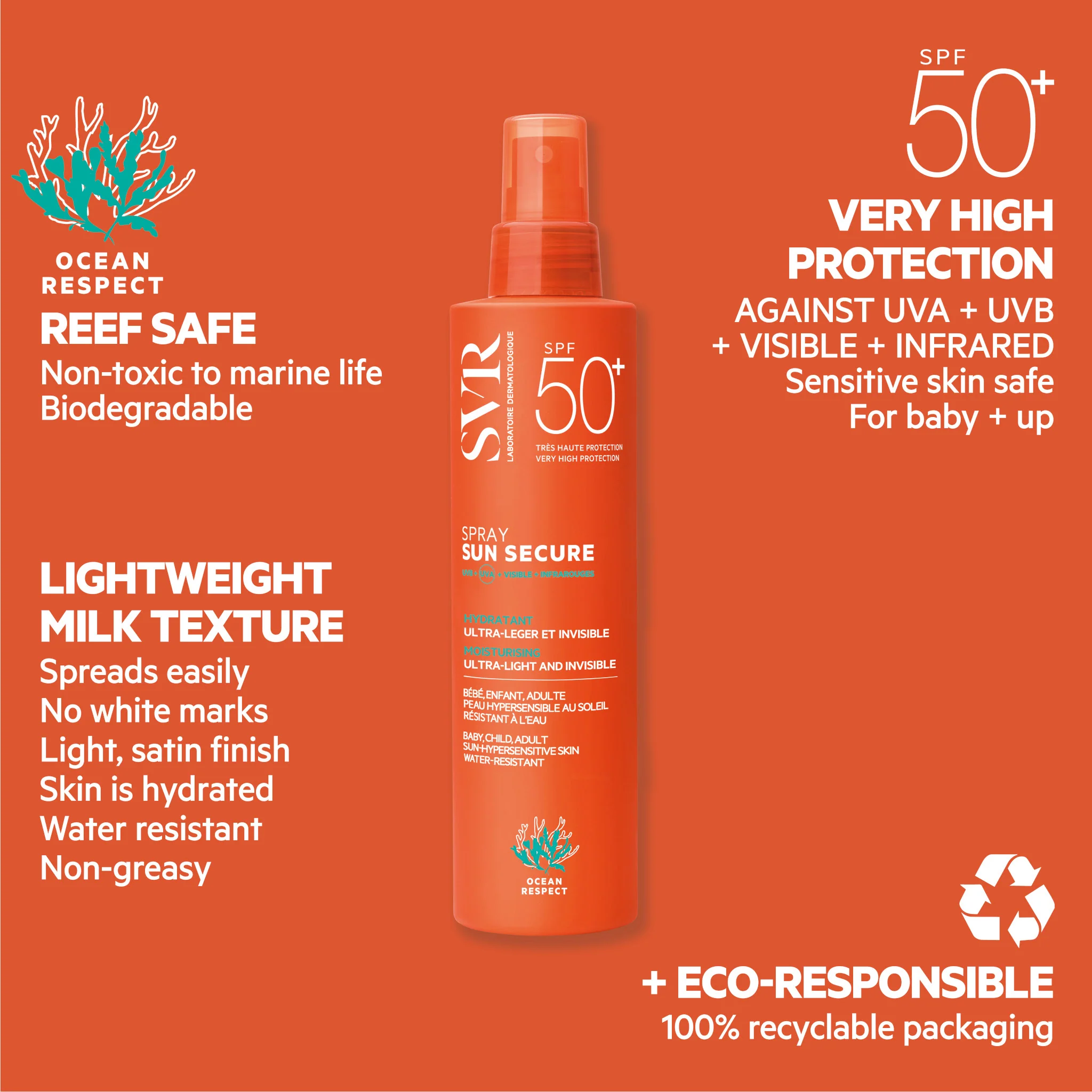 SVR Sun Secure Face & Body Spray SPF50+ - Image 3