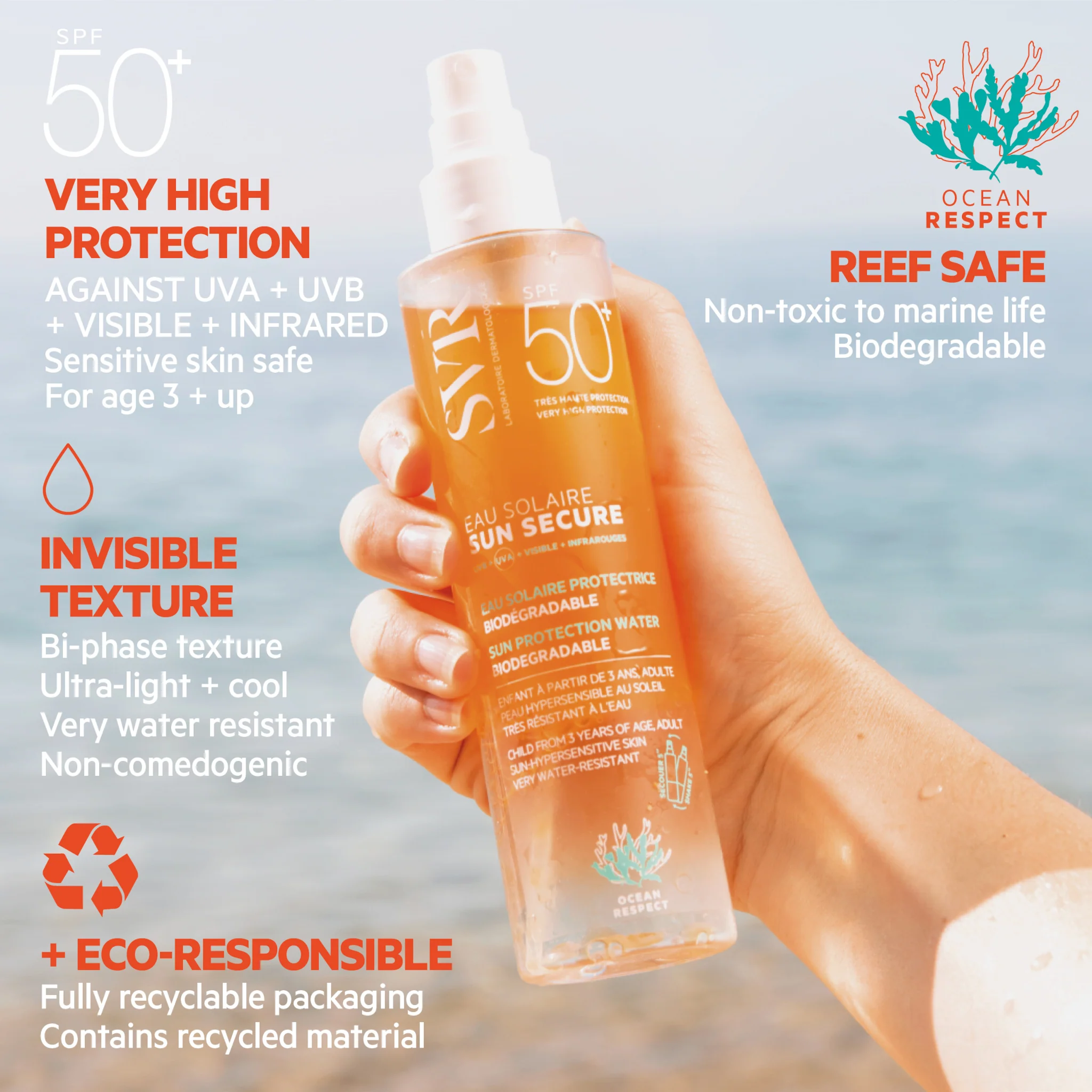 SVR Sun Secure Face & Body Water Spray SPF50+ - Image 3
