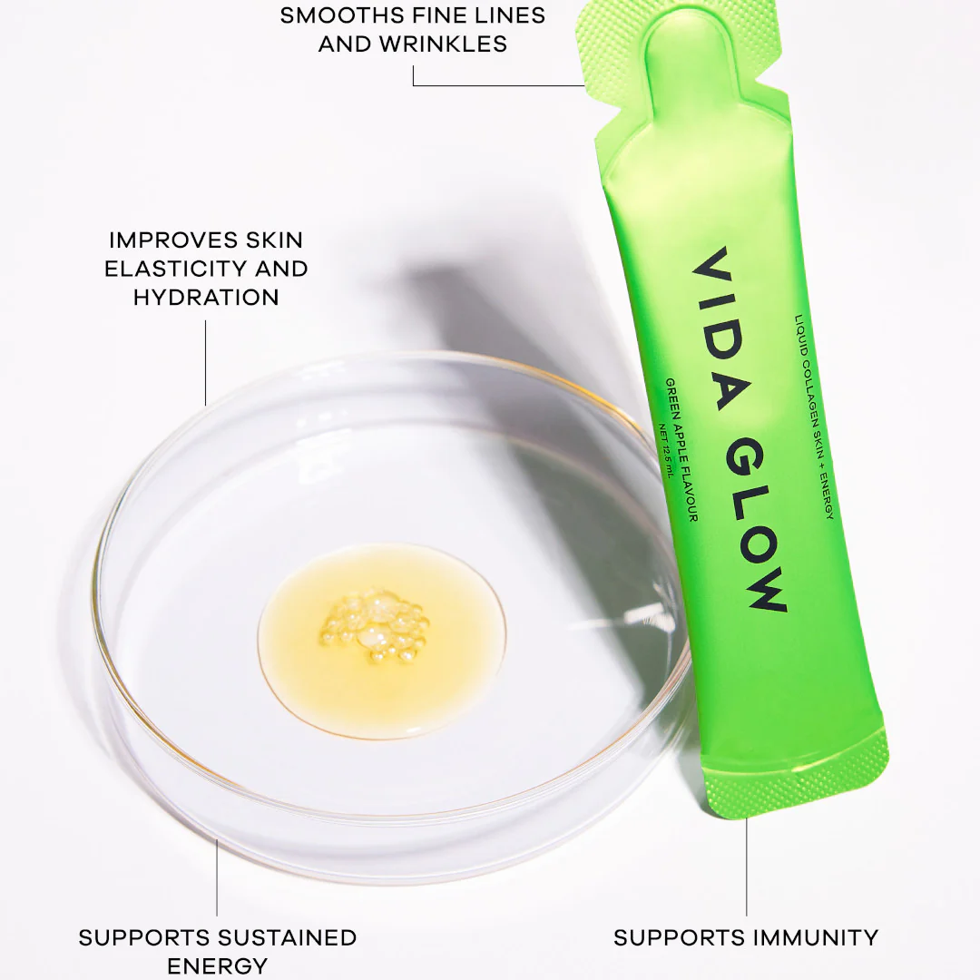 Vida Glow Liquid Collagen Skin + Energy - Green Apple Flavour - Image 5